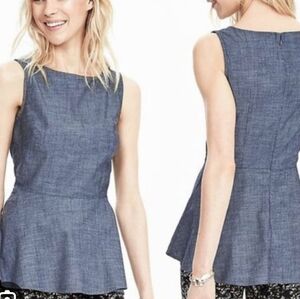 Banana Republic Denim Navy Peplum Blouse